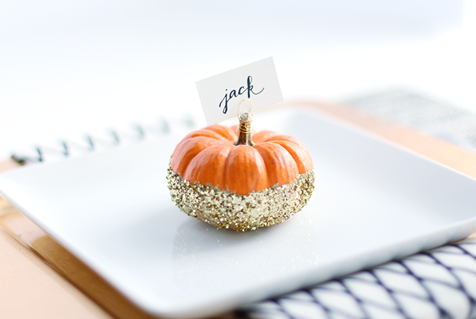 Glitter Pumpkin Place Card Holder