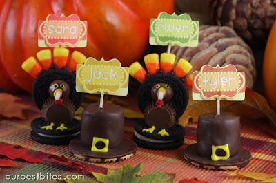 Oreo Turkey and Cookie Pilgrim Hat Place Card Holders