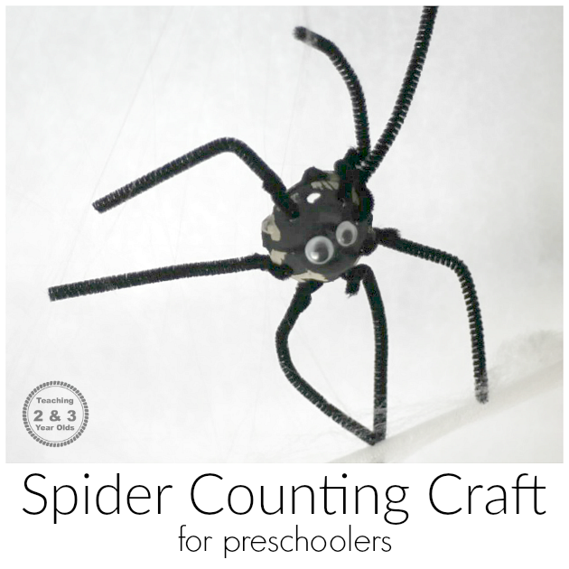 Spider-Counting-Craft-for-Preschoolers teaching 2 and 3 year olds