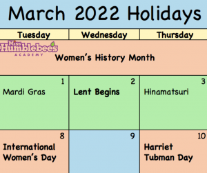 March Holiday Calendar