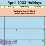 April Holiday Calendar