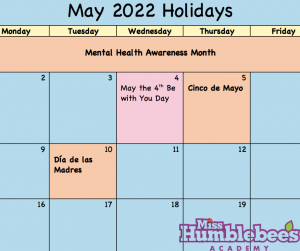 May Holiday Calendar