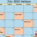 July Holiday Calendar