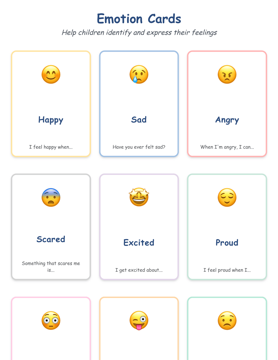 Kids - Emotion Cards