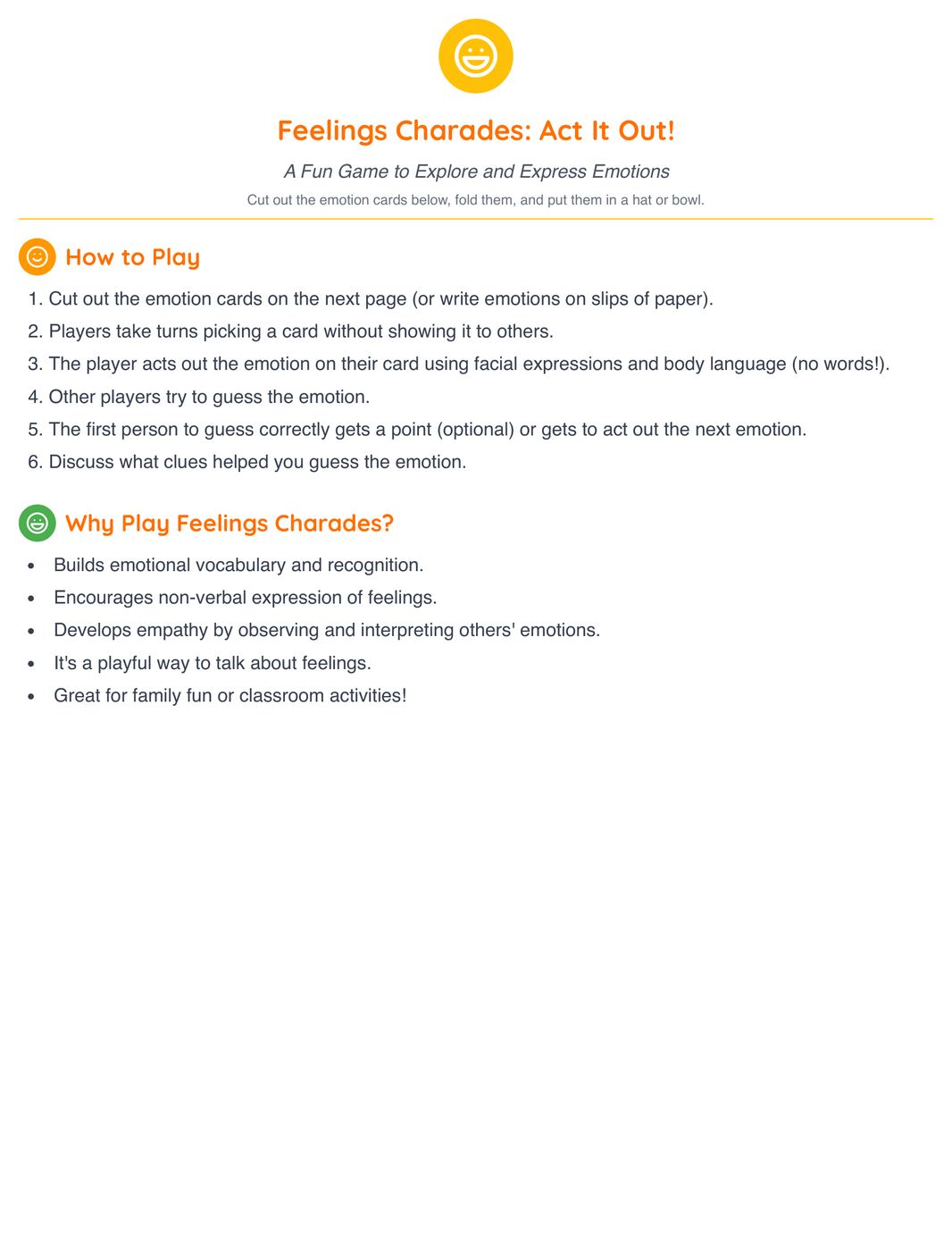 Kids - Feelings Charades Game