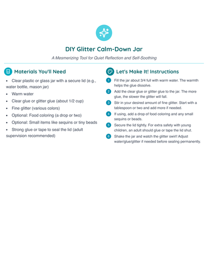 General - DIY Glitter Calm Jar Guide
