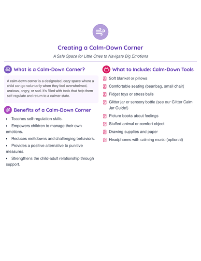 General - Calm-Down Corner Guide