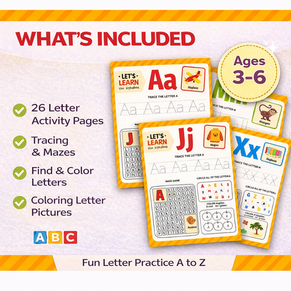 Alphabet Activity Printable Bundle (A–Z Preschool Literacy Worksheets)