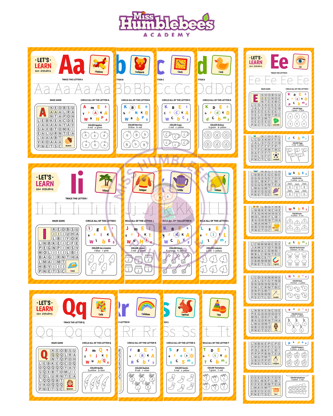 Alphabet Activity Printable Bundle (A–Z Preschool Literacy Worksheets)