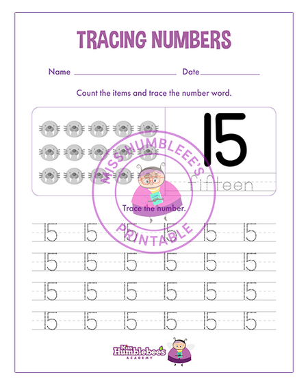 Number 15 Tracing – Miss Humblebee's Academy