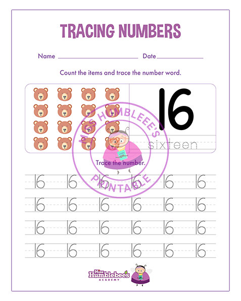 Number 16 Tracing