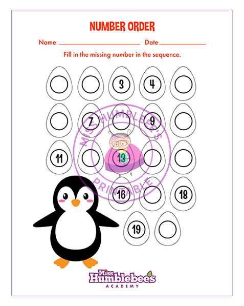 Number Order Fill Missing Number in Sequence 1
