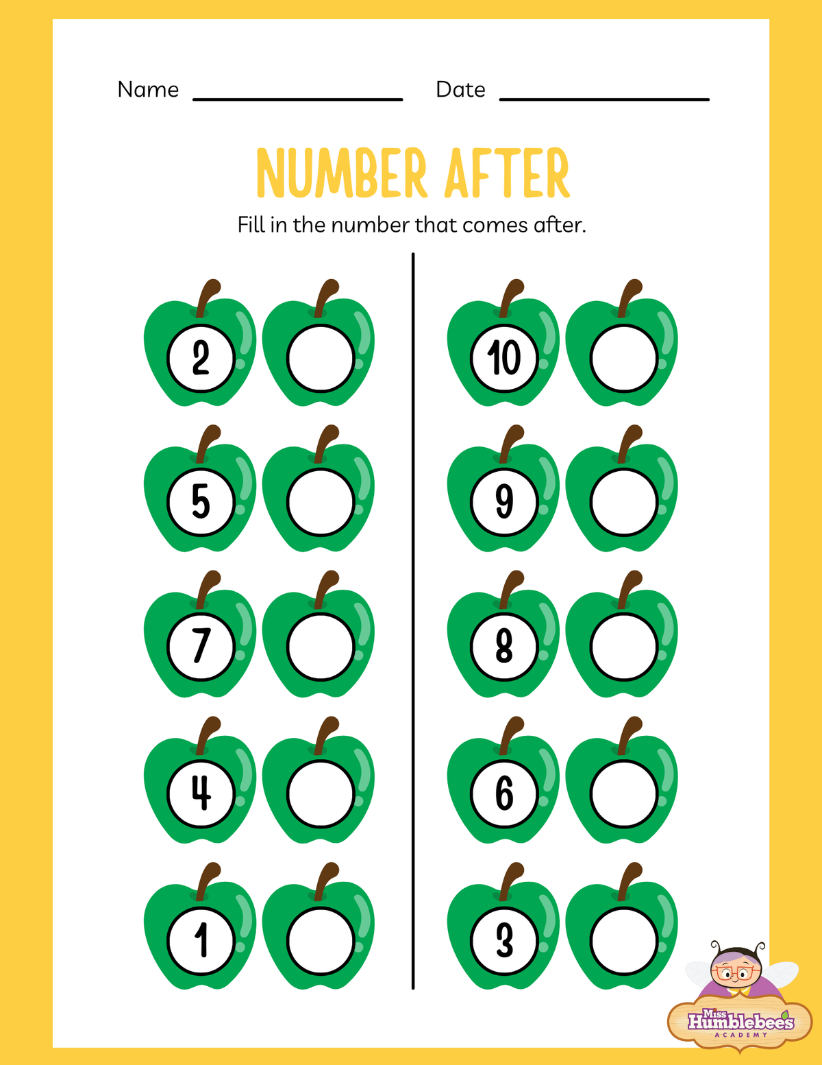 Number After 3 – Miss Humblebee's Academy
