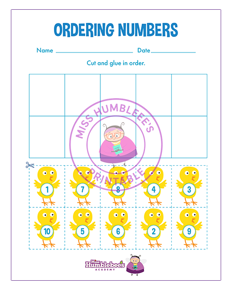 Ordering Numbers Cut and Glue 3
