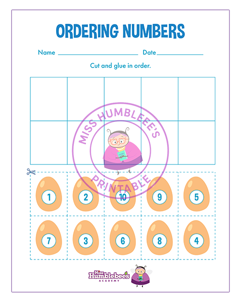 Ordering Numbers Cut and Glue 4