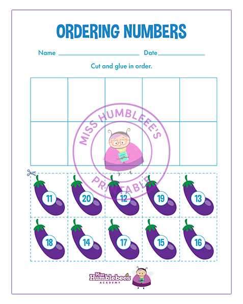 Ordering Numbers Cut and Glue 5