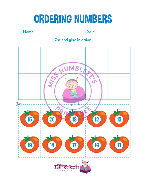 Ordering Numbers Cut and Glue 6