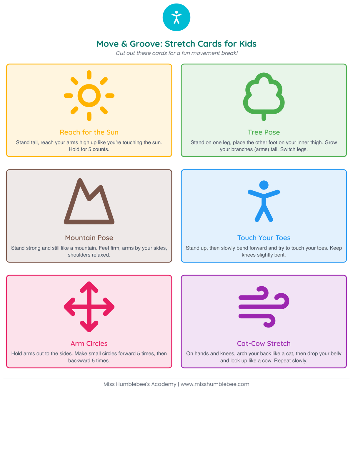 Kids - Printable Stretch Cards – Miss Humblebee's Academy
