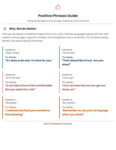 Parents - Positive Phrases Guide