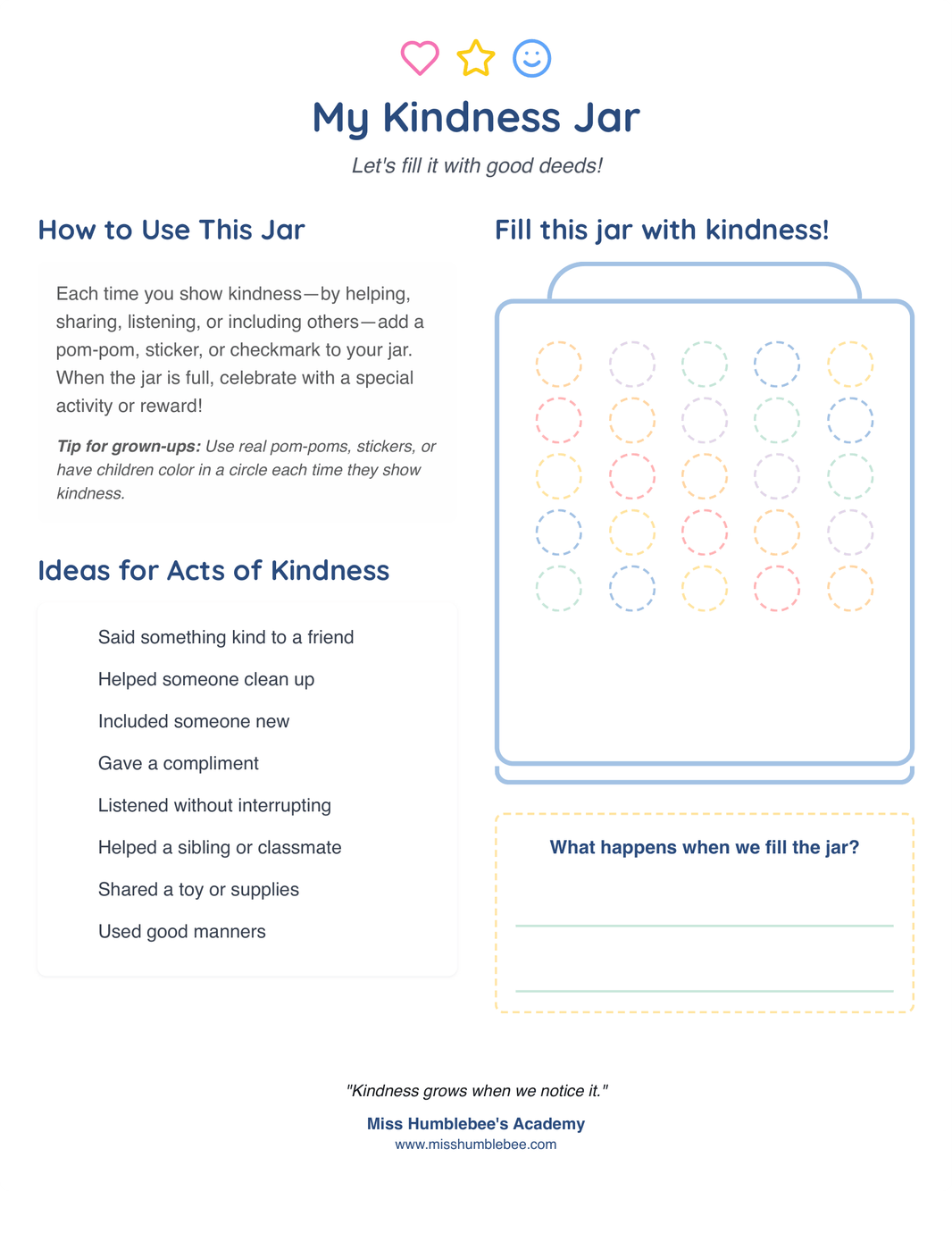 Kids - Kindness Jar Tracker