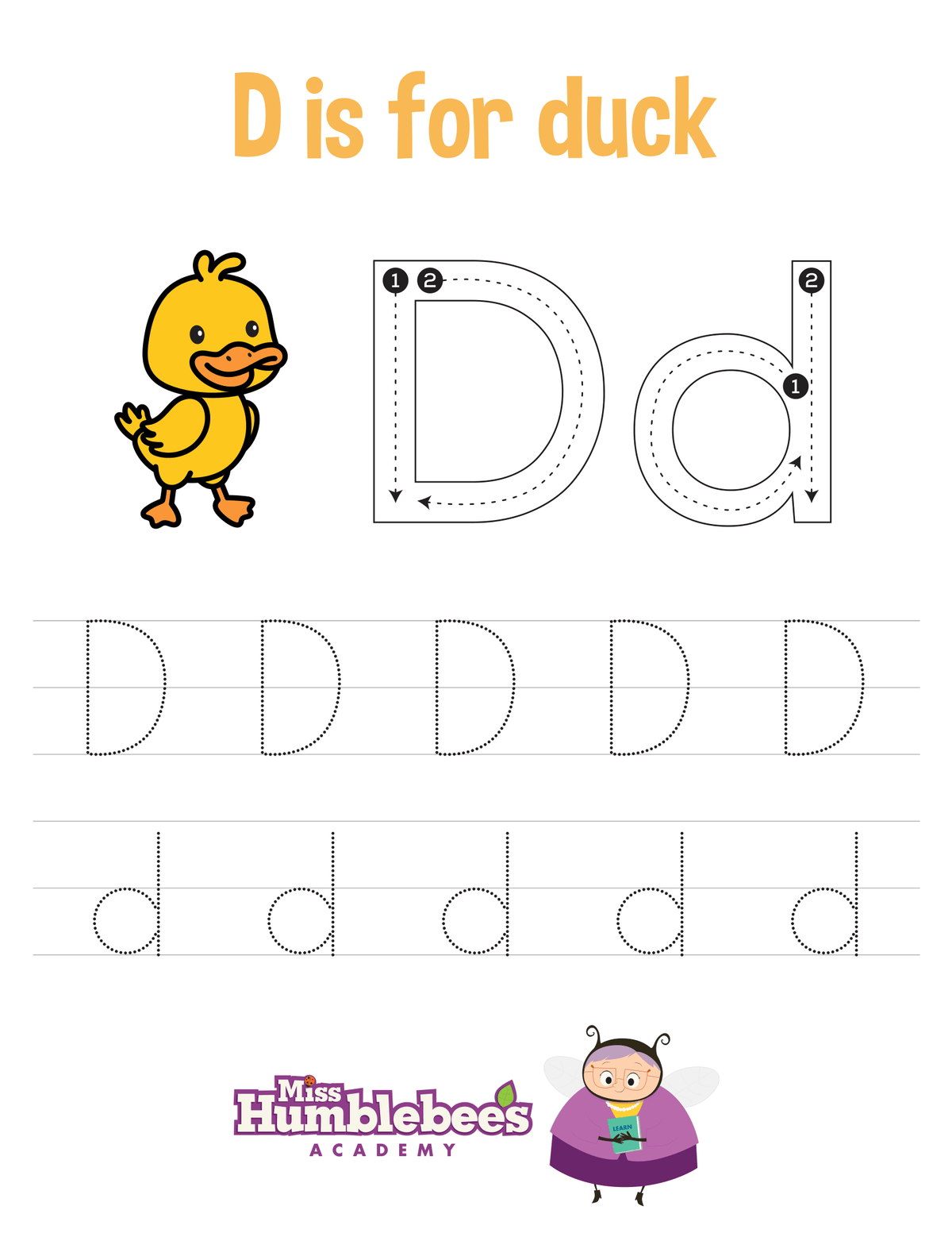 Copy of Letter D Tracing – Miss Humblebee's Academy