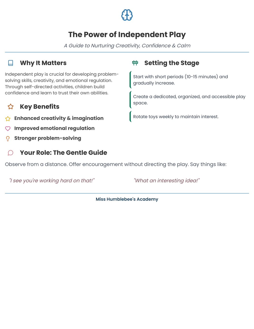 Parents - Independent Play Guide