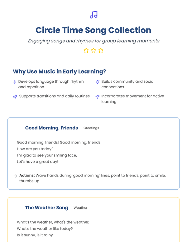 Educators - Circle Time Song Collection