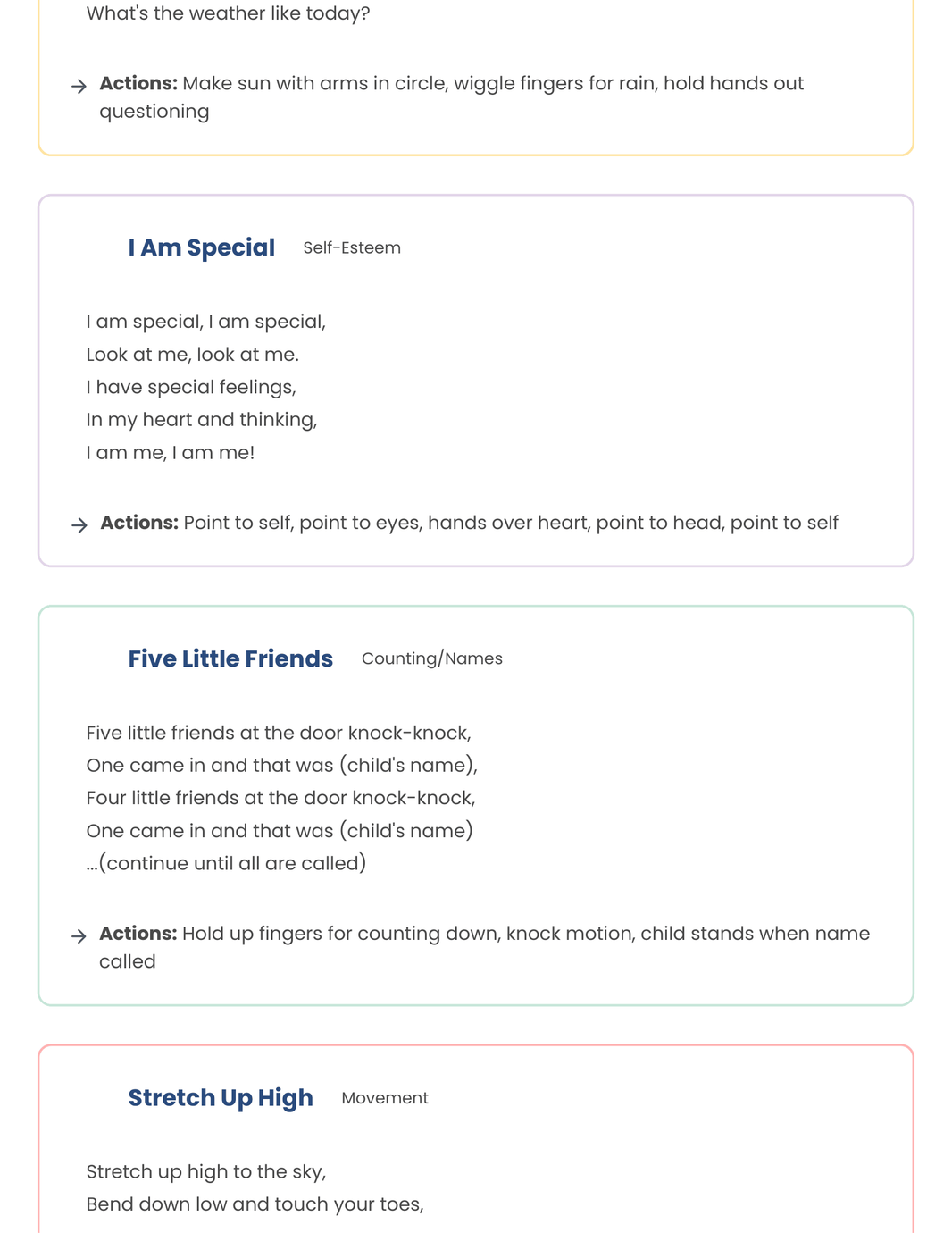 Educators - Circle Time Song Collection