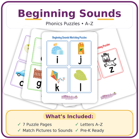 Beginning Sounds Phonics Printable Bundle (A–Z Preschool Worksheets)