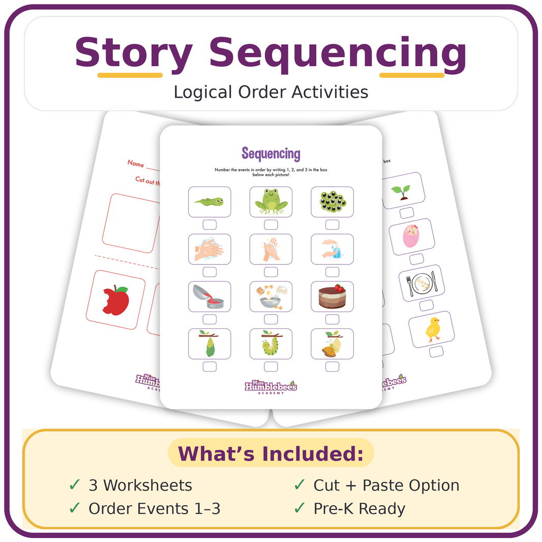 Story Sequencing Worksheets Printable Bundle (Logical Order Activities for Kids)